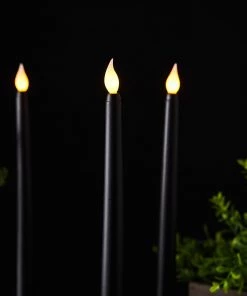 HIER_3710 Chargers & Centerpieces Set Of 3 | 11" Black Flickering Flameless Battery Operated LED Taper Candles 32 HIER_3710 Chargers & Centerpieces Set Of 3 | 11