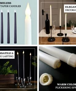 HIER_3710 Chargers & Centerpieces Set Of 3 | 11" Black Flickering Flameless Battery Operated LED Taper Candles 21 HIER_3710 Chargers & Centerpieces Set Of 3 | 11