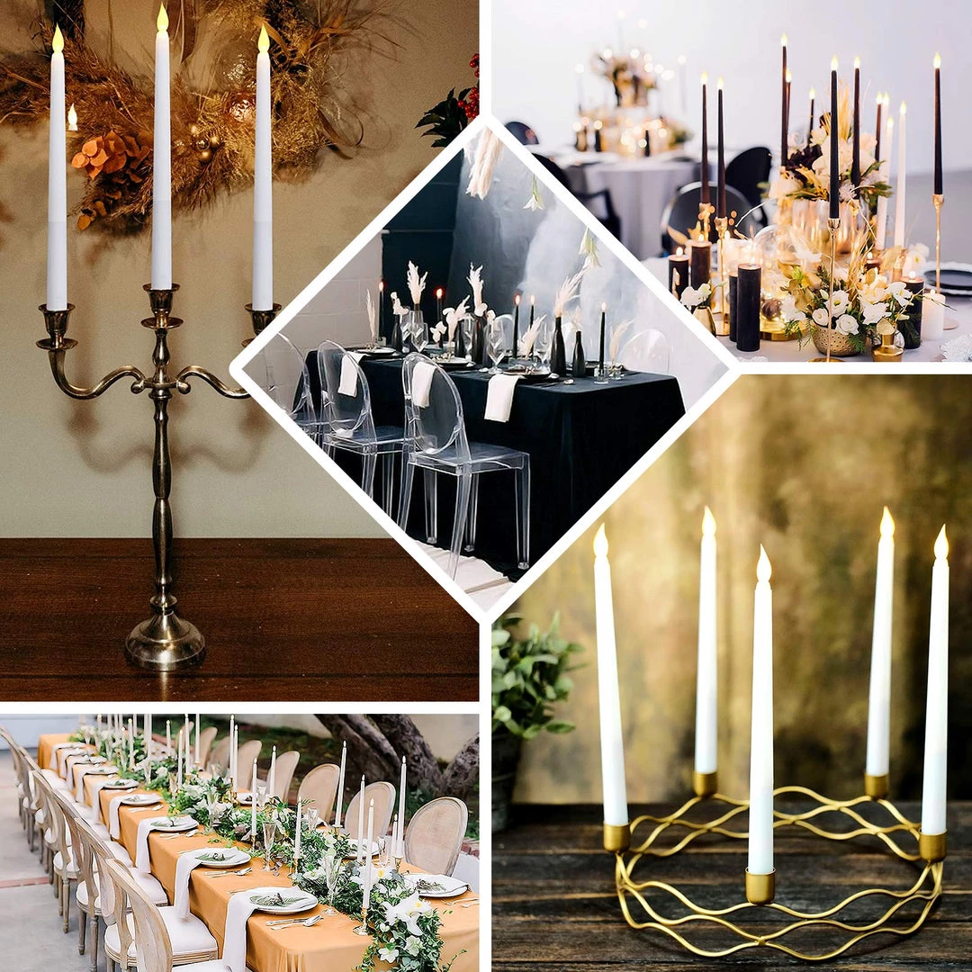 HIER_3710 Chargers & Centerpieces Set Of 3 | 11" Black Flickering Flameless Battery Operated LED Taper Candles 5 HIER_3710 Chargers & Centerpieces Set Of 3 | 11" Black Flickering Flameless Battery Operated LED Taper Candles