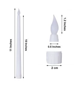 HIER_3710 Chargers & Centerpieces Set Of 3 | 11" White Flickering Flameless Battery Operated LED Taper Candles 17 HIER_3710 Chargers & Centerpieces Set Of 3 | 11