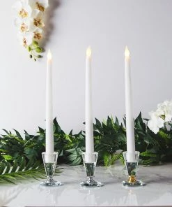 HIER_3710 Chargers & Centerpieces Set Of 3 | 11" White Flickering Flameless Battery Operated LED Taper Candles