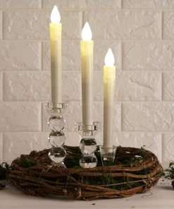 HIER_3830 3 Pack | 9" Tall White Flameless LED Candles With Real Wax Dripping Texture | Battery Operated Candles