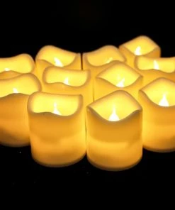 HIER_3720 Chargers & Centerpieces 12 Pack | White Flameless Candles LED | Battery Operated Votive Candles