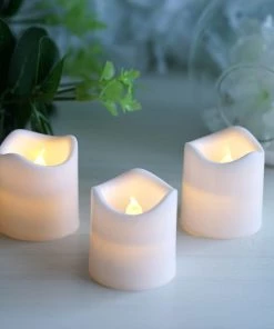 HIER_3720 Chargers & Centerpieces 12 Pack | White Flameless Candles LED | Battery Operated Votive Candles