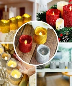 HIER_3720 12 Pack | Red Glitter Flameless Candles LED | Battery Operated Votive Candles Chargers & Centerpieces 27 HIER_3720 12 Pack | Red Glitter Flameless Candles LED | Battery Operated Votive Candles Chargers & Centerpieces