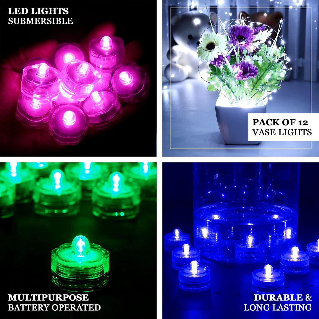 HIER_3750 12 Pack | Red LED Lights Waterproof Battery Operated Submersible Chargers & Centerpieces 4 HIER_3750 12 Pack | Red LED Lights Waterproof Battery Operated Submersible Chargers & Centerpieces