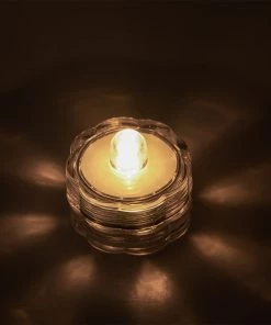 HIER_3750 12 Pack | Underwater Submersible LED Lights | Waterproof Tea Lights | Warm White Battery Operated Chargers & Centerpieces