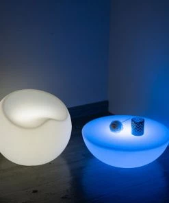 HIER_3700 Chargers & Centerpieces Cordless LED Rechargeable Light Up Saucer Chair Furniture Stool | Color Changing, Waterproof With Accessory Bag - 19"x20"