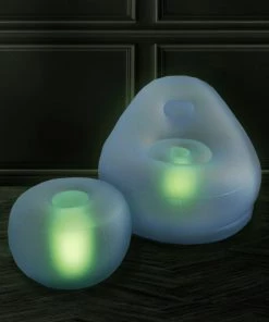 HIER_3700 22" LED Light Up Inflatable Waterproof Ottoman Furniture, Illuminated Battery Operated With Remote Control Chargers & Centerpieces