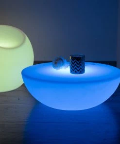 HIER_3700 23.5" Cordless LED Rechargeable Round Table, Light Up Furniture - Color Changing, Waterproof With Accessory Bag Chargers & Centerpieces