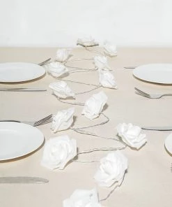 HIER_3730 9FT | 16 LED | White Foam Rose String Lights Battery Operated Fairy Lights