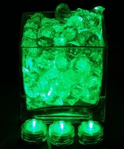 HIER_3750 Chargers & Centerpieces 12 Pack | Green LED Lights Waterproof Battery Operated Submersible