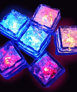 HIER_3750 12 Pack 7 Color Changing Light Up LED Submersible Waterproof Ice Cubes With & On/Off Switch