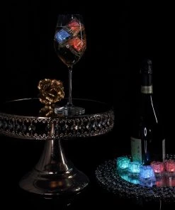 HIER_3750 12 Pack 7 Color Changing Light Up LED Submersible Waterproof Ice Cubes With & On/Off Switch