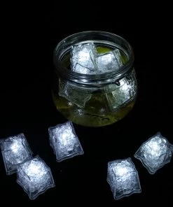 HIER_3750 12 Pack White Submersible Waterproof LED Ice Cubes With Flash & Blink Modes