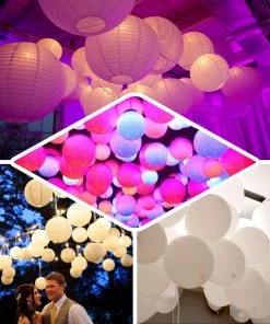 HIER_3750 12 Pack | Purple Bullet LEDs With String | Waterproof Balloon Lantern Lights Vase LEDs