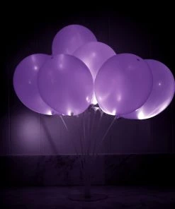 HIER_3750 12 Pack | Purple Bullet LEDs With String | Waterproof Balloon Lantern Lights Vase LEDs