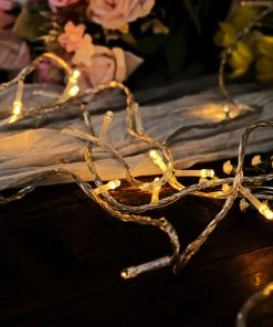 HIER_3720 30FT | 100 LED Warm White Sequential String Lights Chargers & Centerpieces