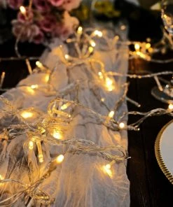 HIER_3720 30FT | 100 LED Warm White Sequential String Lights Chargers & Centerpieces