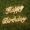 HIER_3730 32" Happy Birthday Neon Light Sign, LED Reusable Wall Décor Lights With 5ft Hanging Chain