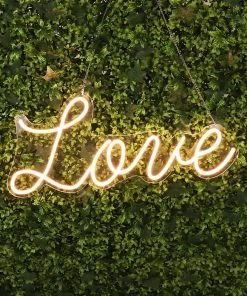 HIER_3730 Big Event Decor | Large Scale Party Props 27" Love Neon Light Sign, LED Reusable Wall Décor Lights With 5ft Hanging Chain