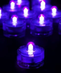 HIER_3750 12 Pack | Purple LED Lights Waterproof Battery Operated Submersible Chargers & Centerpieces