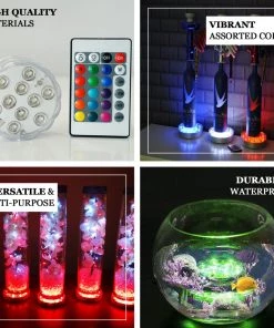HIER_3750 4 Pack 13 Color Assorted LED Vase Lights With IR Remote Chargers & Centerpieces