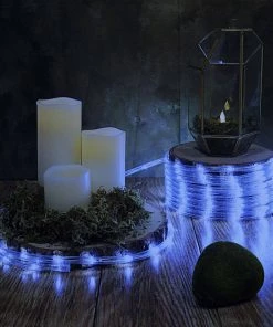 HIER_3720 Chargers & Centerpieces 33FT Long Blue Waterproof Rope Lights With 250 Bright LEDs