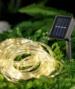 HIER_3720 33Ft Outdoor 100 LED Solar Rope Lights, Waterproof String Lighting 8 Modes - Warm White Chargers & Centerpieces 20 HIER_3720 33Ft Outdoor 100 LED Solar Rope Lights, Waterproof String Lighting 8 Modes - Warm White Chargers & Centerpieces