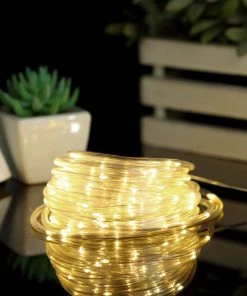 HIER_3720 33Ft Outdoor 100 LED Solar Rope Lights, Waterproof String Lighting 8 Modes - Warm White Chargers & Centerpieces 18 HIER_3720 33Ft Outdoor 100 LED Solar Rope Lights, Waterproof String Lighting 8 Modes - Warm White Chargers & Centerpieces