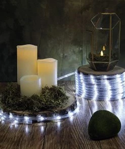 HIER_3720 Chargers & Centerpieces 33FT Long White Waterproof Rope Lights With 250 Bright LEDs