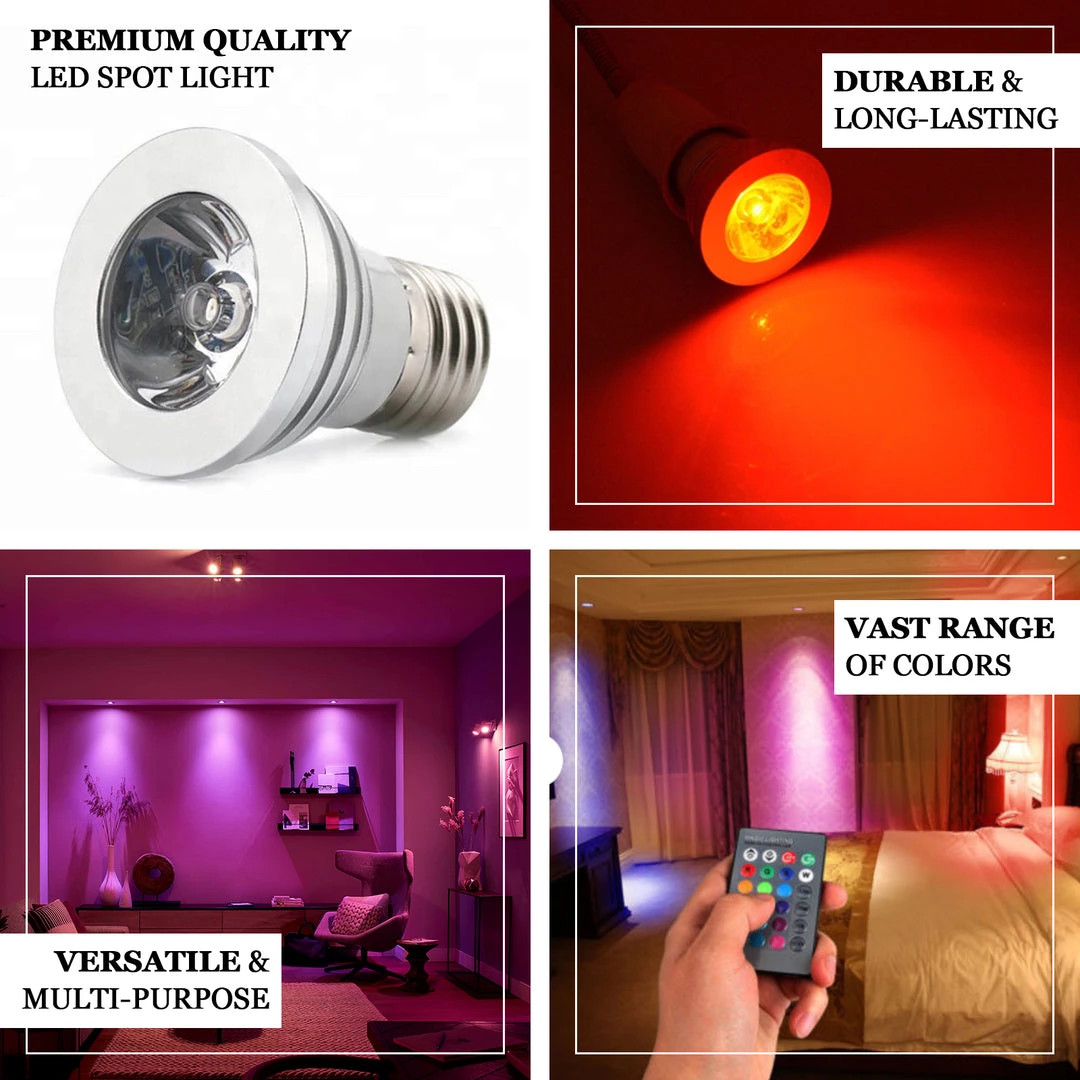 HIER_3750 3 Watt 16 Color Changing LED Spot Light With Remote Chargers & Centerpieces 4 HIER_3750 3 Watt 16 Color Changing LED Spot Light With Remote Chargers & Centerpieces