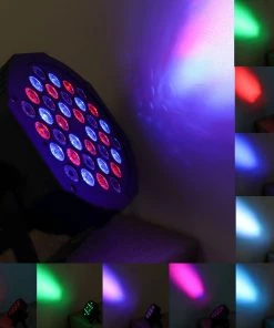 HIER_3740 220V Auto Play Party Spotlight W/Remote, 36 LED DJ Stage Uplight, RGB Multi-Color Sound Activated Strobe Par Light Wedding & Party Lights