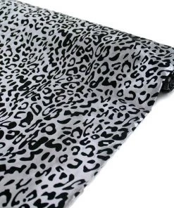 HIER_5210 Fabric Bolts & Bags 54" X 10 Yards | Taffeta Fabric Roll | Leopard Print Fabric By The Roll | Leopard Fabric Animal Print - Silver/Black