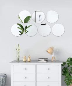 HIER_4620 6 Pack 10" Round Glass Mirror Chargers & Centerpieces