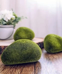 HIER_1720 Chargers & Centerpieces 6 Pack | Artificial Moss Rock Vase Fillers | Decorative Moss Stone Bowl Fillers