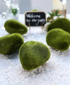 HIER_1720 Chargers & Centerpieces 6 Pack | Artificial Moss Rock Vase Fillers | Decorative Moss Stone Bowl Fillers