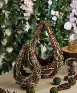 HIER_1600 Set Of 2 | Preserved Moss Teardrop Planter Box Hanging Flower Baskets - 7" & 10" 20 HIER_1600 Set Of 2 | Preserved Moss Teardrop Planter Box Hanging Flower Baskets - 7