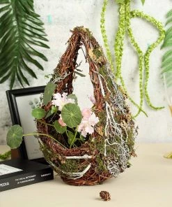 HIER_1600 Set Of 2 | Preserved Moss Teardrop Planter Box Hanging Flower Baskets - 7" & 10" 23 HIER_1600 Set Of 2 | Preserved Moss Teardrop Planter Box Hanging Flower Baskets - 7