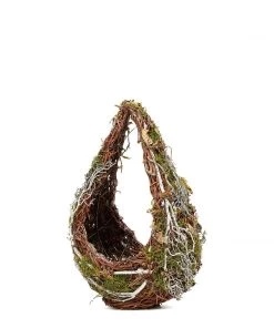 HIER_1600 Set Of 2 | Preserved Moss Teardrop Planter Box Hanging Flower Baskets - 7" & 10" 24 HIER_1600 Set Of 2 | Preserved Moss Teardrop Planter Box Hanging Flower Baskets - 7