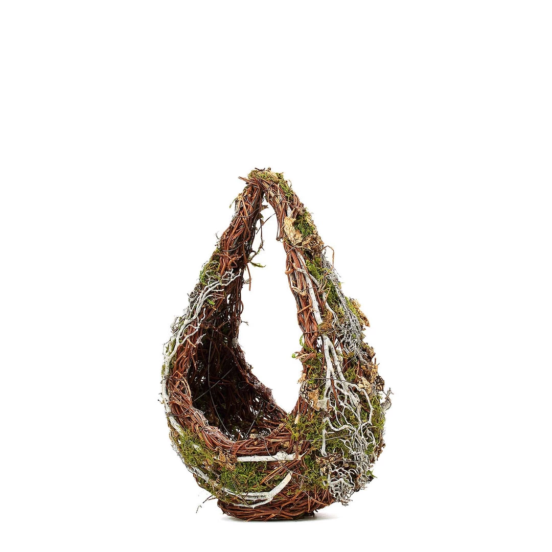 HIER_1600 Set Of 2 | Preserved Moss Teardrop Planter Box Hanging Flower Baskets - 7" & 10" 11 HIER_1600 Set Of 2 | Preserved Moss Teardrop Planter Box Hanging Flower Baskets - 7" & 10"