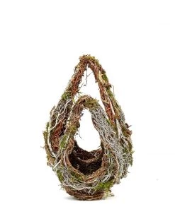 HIER_1600 Set Of 2 | Preserved Moss Teardrop Planter Box Hanging Flower Baskets - 7" & 10" 26 HIER_1600 Set Of 2 | Preserved Moss Teardrop Planter Box Hanging Flower Baskets - 7