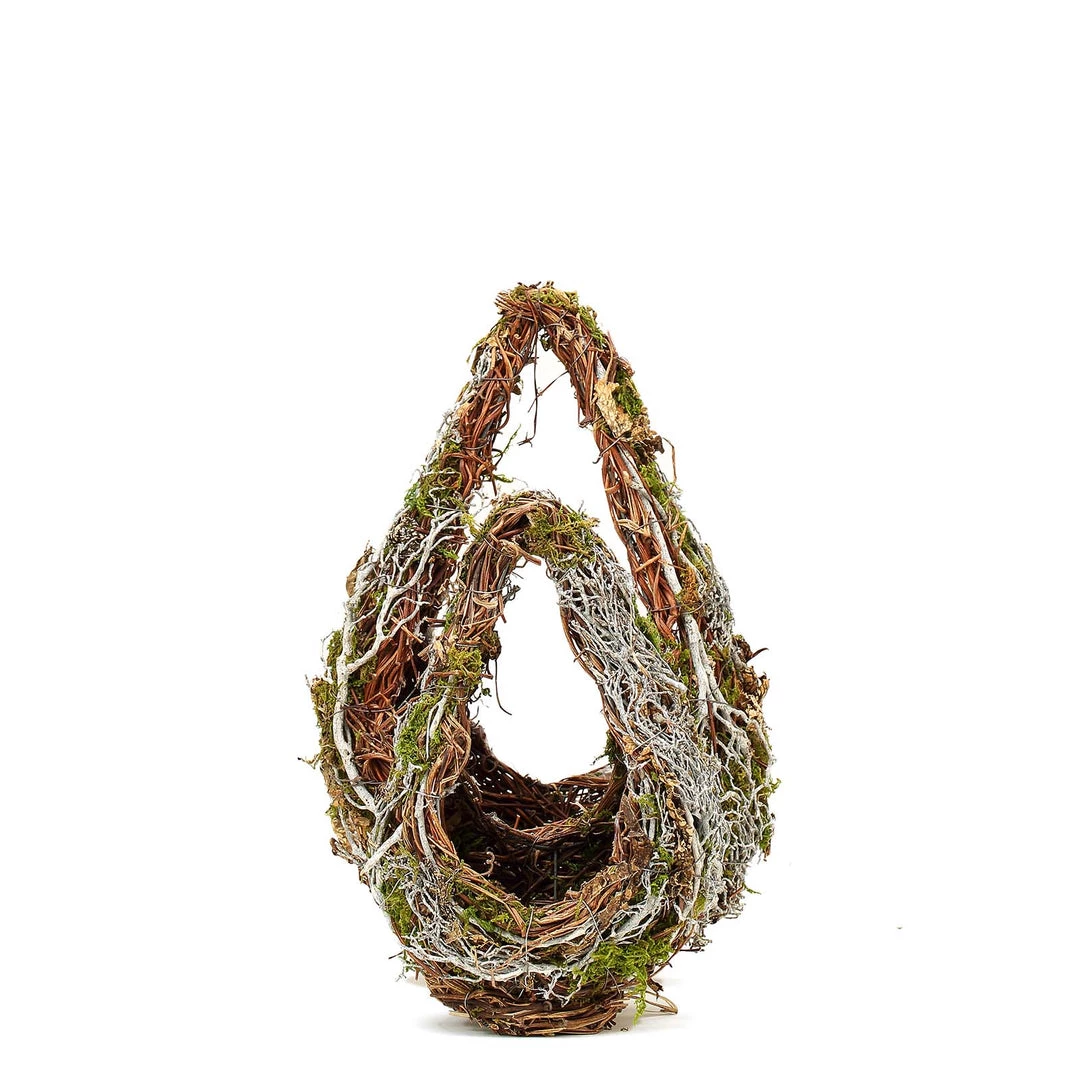 HIER_1600 Set Of 2 | Preserved Moss Teardrop Planter Box Hanging Flower Baskets - 7" & 10" 13 HIER_1600 Set Of 2 | Preserved Moss Teardrop Planter Box Hanging Flower Baskets - 7" & 10"