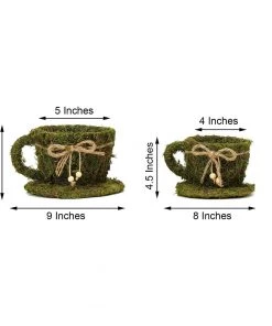 HIER_1600 Set Of 2 | Preserved Moss Teacup Planter Box With Natural Braided Twine Bow - 5" & 4" 17 HIER_1600 Set Of 2 | Preserved Moss Teacup Planter Box With Natural Braided Twine Bow - 5