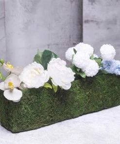 HIER_1732 Chargers & Centerpieces 23" Rectangle Preserved Moss Planter Box With Inner Lining