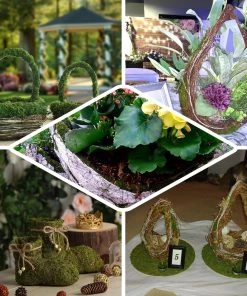 HIER_1600 Set Of 2 | Preserved Moss Teardrop Planter Box Hanging Flower Baskets - 7" & 10" 18 HIER_1600 Set Of 2 | Preserved Moss Teardrop Planter Box Hanging Flower Baskets - 7