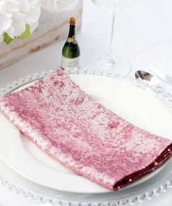 HIER_2210 20”x20” Pink Premium Sequin Cloth Dinner Napkin | Reusable Linen