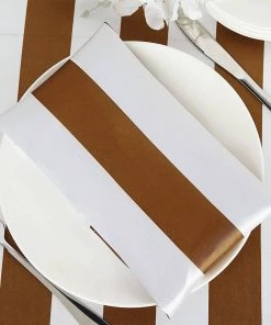 HIER_2210 5 Pack | Gold & White Striped Satin Cloth Dinner Napkins | 20"x20" 23 HIER_2210 5 Pack | Gold & White Striped Satin Cloth Dinner Napkins | 20