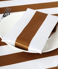 HIER_2210 5 Pack | Gold & White Striped Satin Cloth Dinner Napkins | 20"x20" 22 HIER_2210 5 Pack | Gold & White Striped Satin Cloth Dinner Napkins | 20