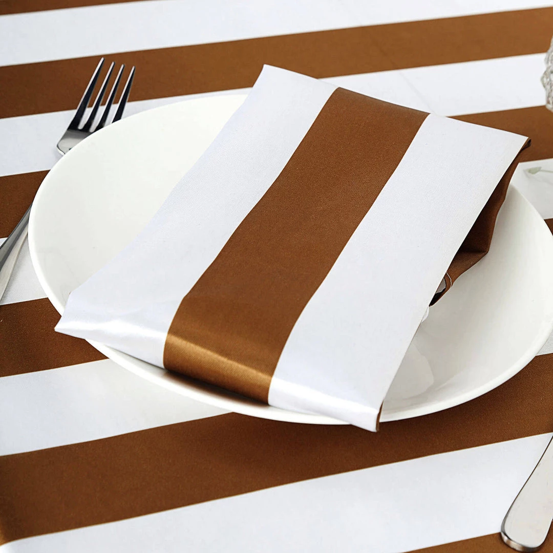 HIER_2210 5 Pack | Gold & White Striped Satin Cloth Dinner Napkins | 20"x20" 8 HIER_2210 5 Pack | Gold & White Striped Satin Cloth Dinner Napkins | 20"x20"